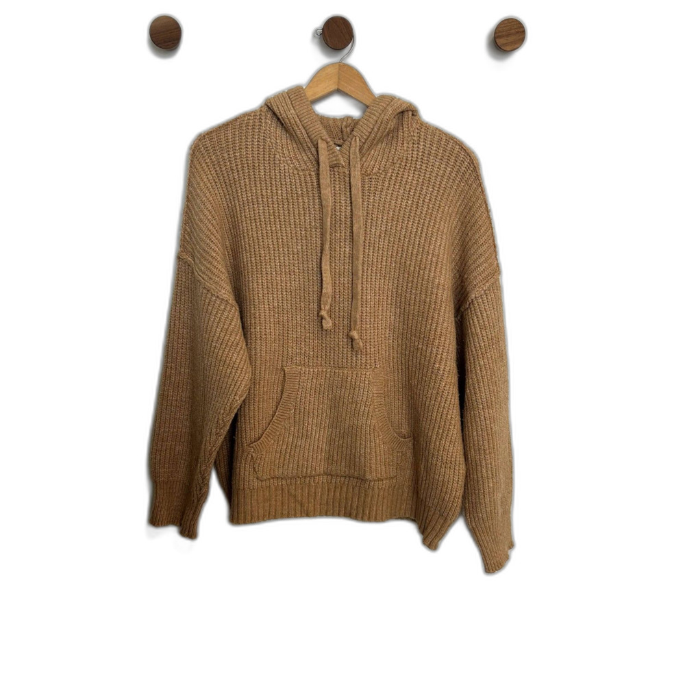 American Eagle Ribbed Knit Oversized Hoodie Long Sleeve Long Sleeve Medium